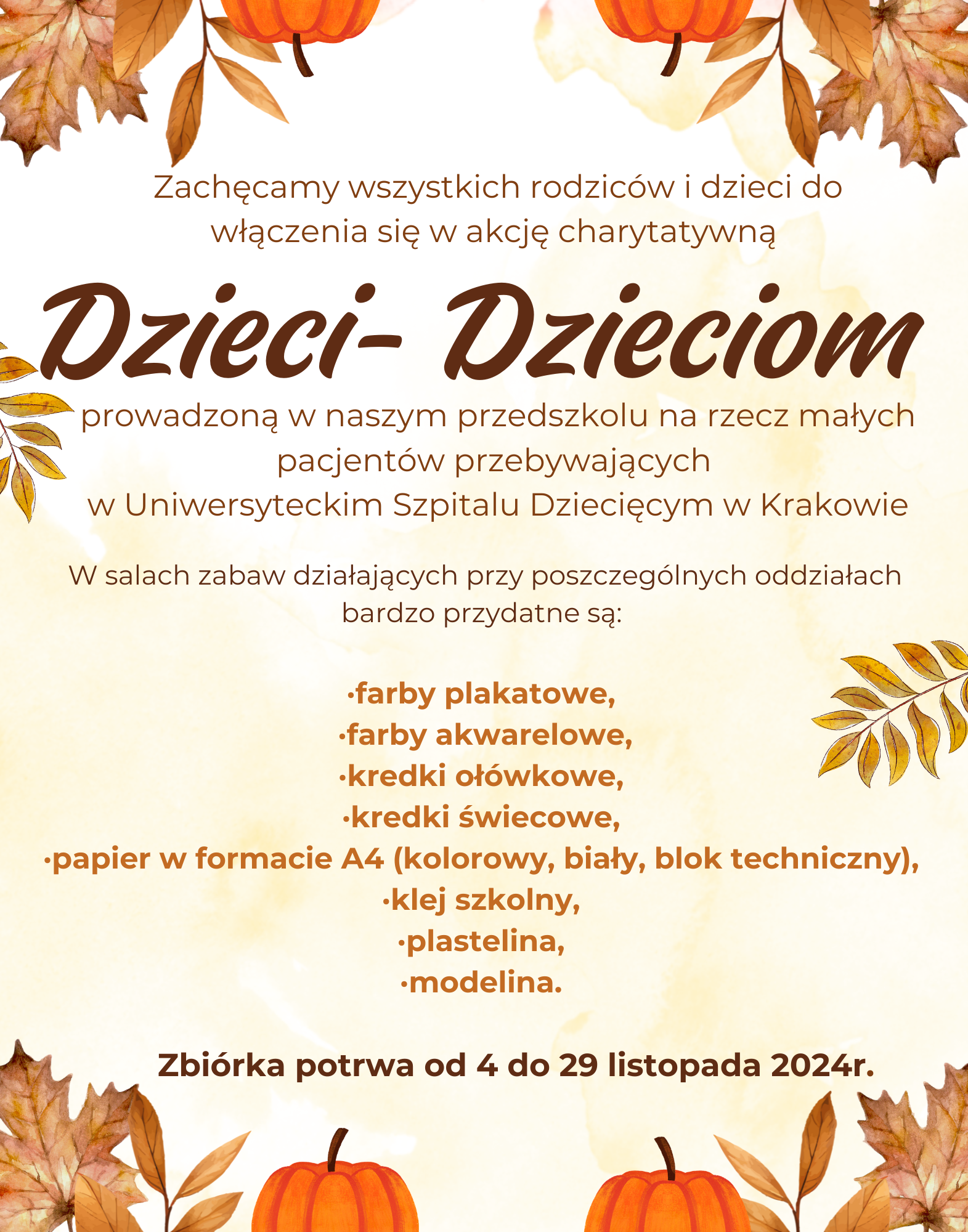 Plakat akcja charytatywna- Dzieci-dzieciom