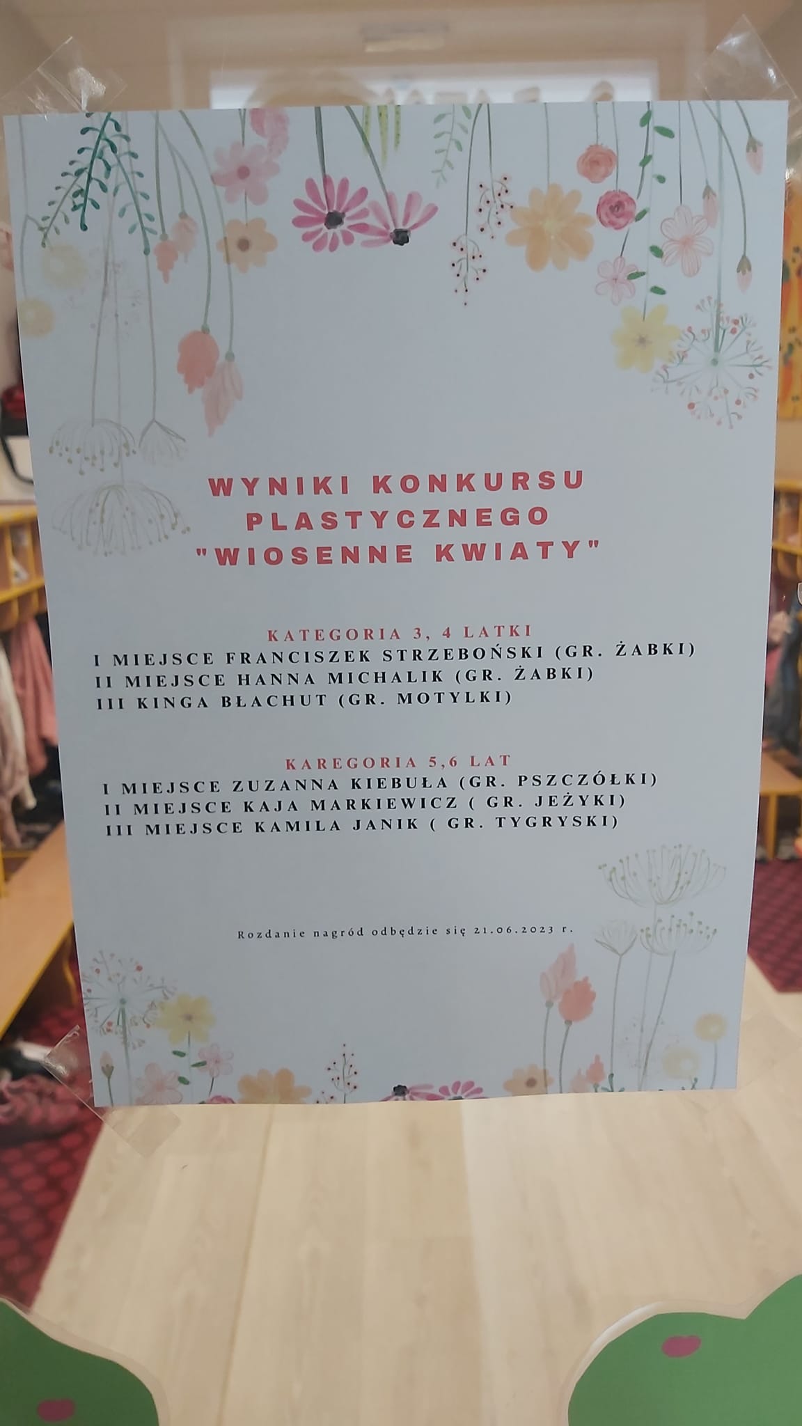 Wyniki konkursu plastycznego Wiosenne kwiaty