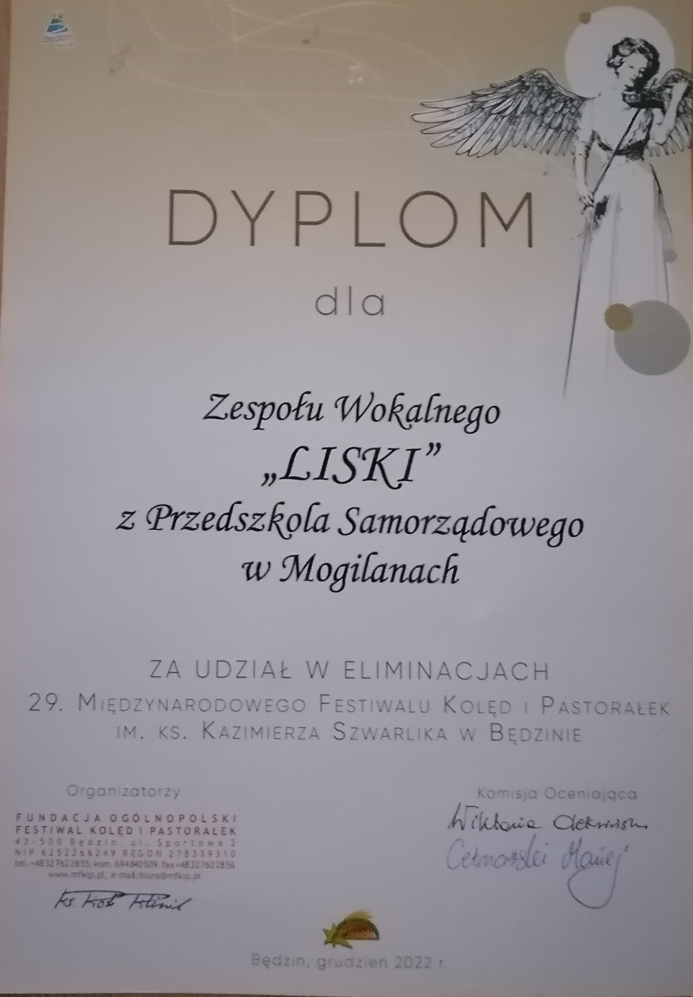 dyplom za udział w konkursie